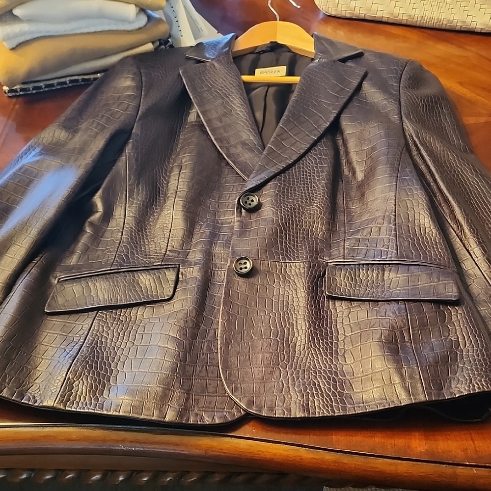 Basler Crocodile Embossed  Leather Coat